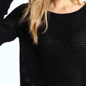 Bench Black Open-Knit Long Sleeve Tee